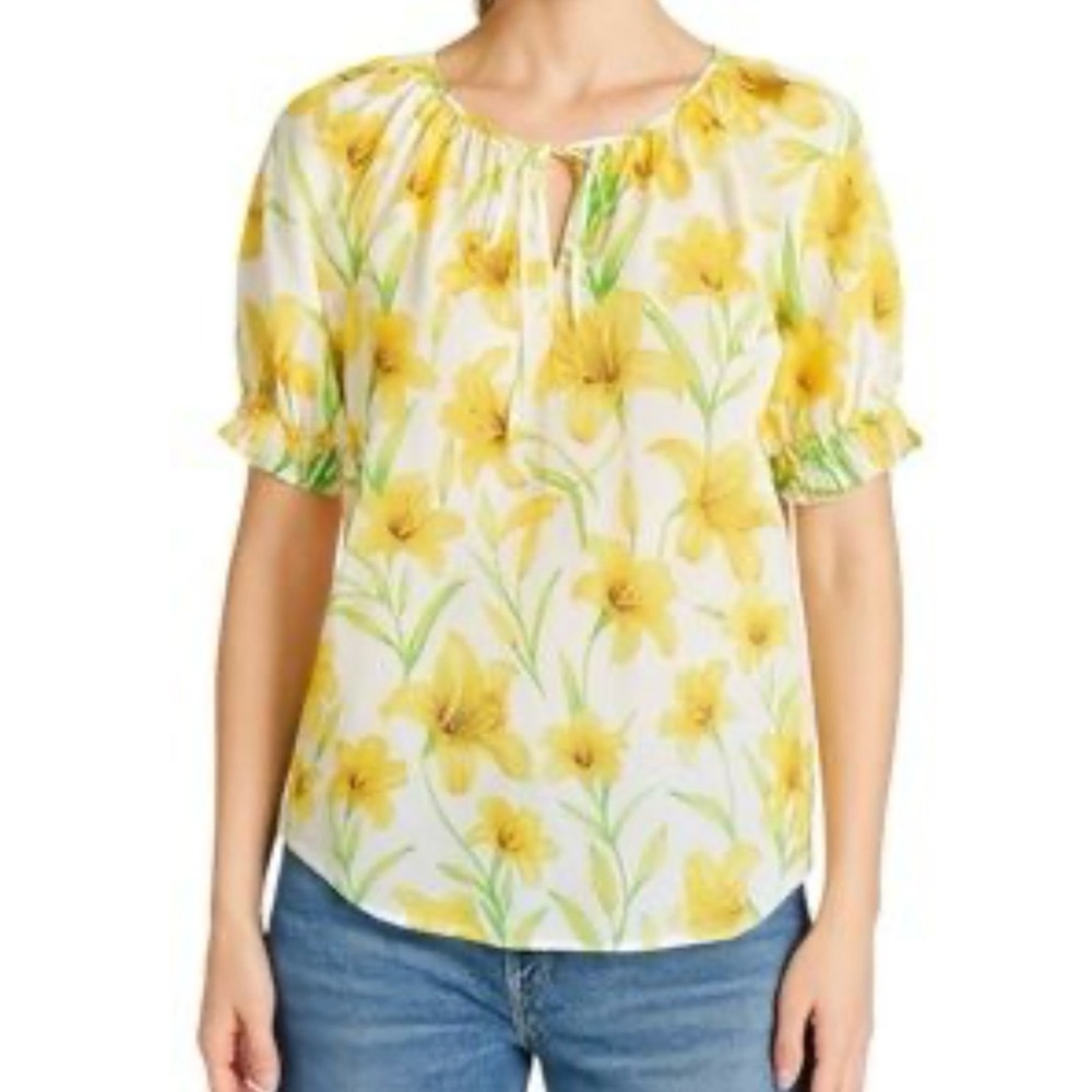 Joie Ruffle Yoke Peasant Cotton Blouse Size S NWT